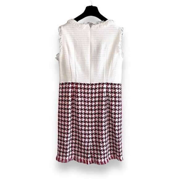 NWT Oscar De La Renta Bicolor Houndstooth Tweed Dress Sz 12 - Picture 8 of 10